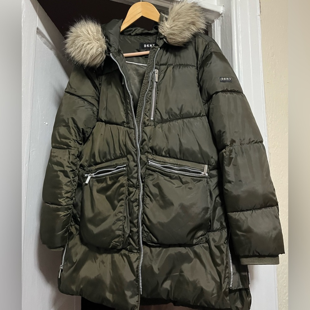 DKNY Faux Fur Hood Winter Jacket